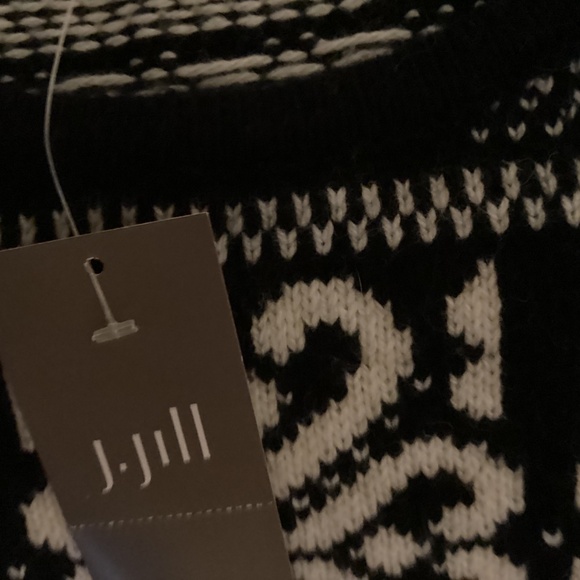 J. Jill black and white Celtic design sweater size XL, wool blend - Picture 2 of 3